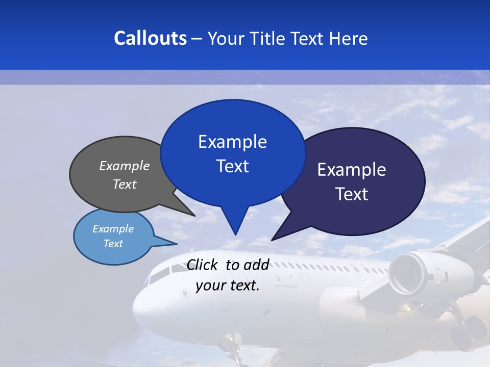 A Plane Flying In The Sky With Clouds In The Background PowerPoint Template