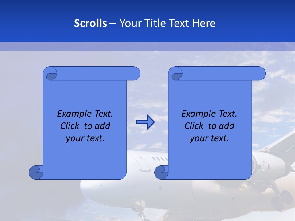 A Plane Flying In The Sky With Clouds In The Background PowerPoint Template