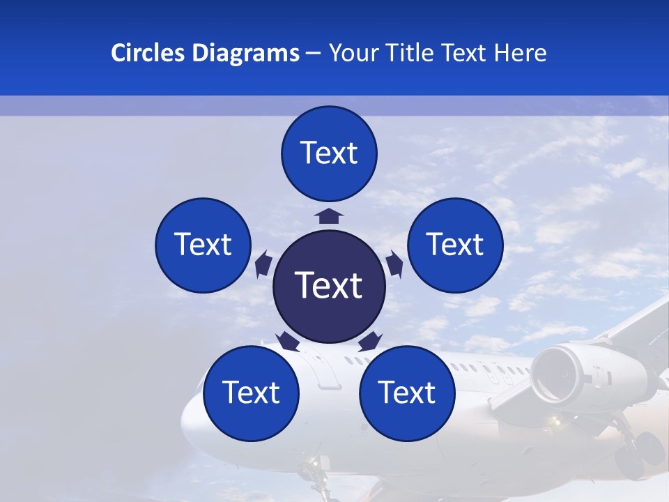 A Plane Flying In The Sky With Clouds In The Background PowerPoint Template