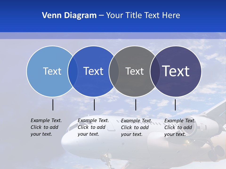 A Plane Flying In The Sky With Clouds In The Background PowerPoint Template