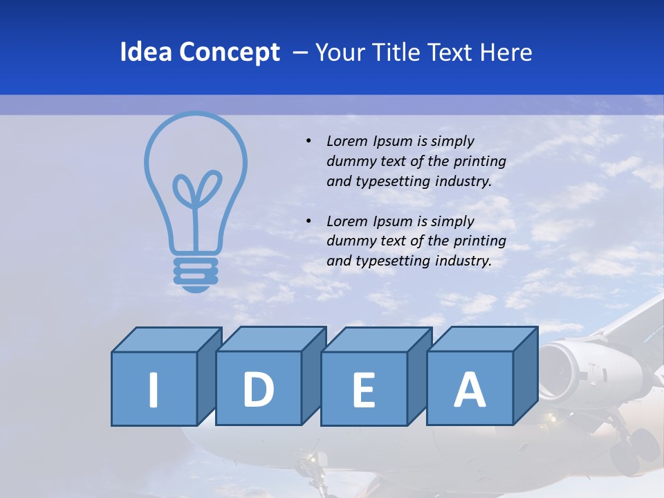 A Plane Flying In The Sky With Clouds In The Background PowerPoint Template