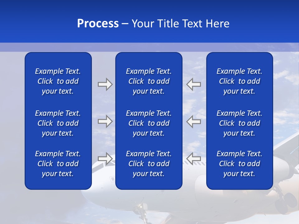 A Plane Flying In The Sky With Clouds In The Background PowerPoint Template