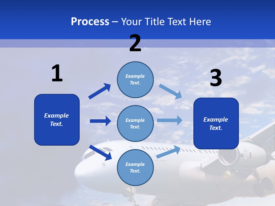A Plane Flying In The Sky With Clouds In The Background PowerPoint Template