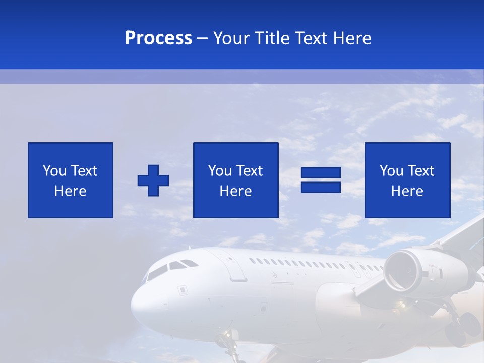 A Plane Flying In The Sky With Clouds In The Background PowerPoint Template