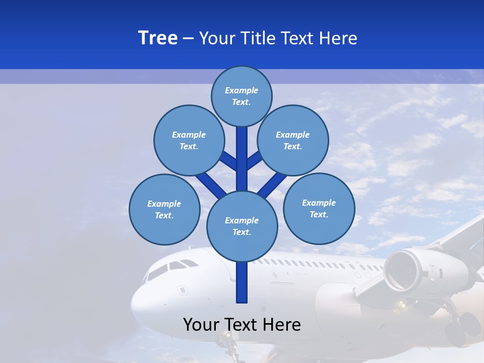 A Plane Flying In The Sky With Clouds In The Background PowerPoint Template