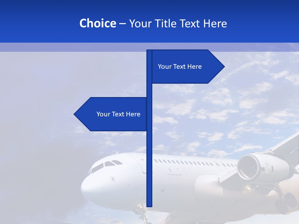 A Plane Flying In The Sky With Clouds In The Background PowerPoint Template