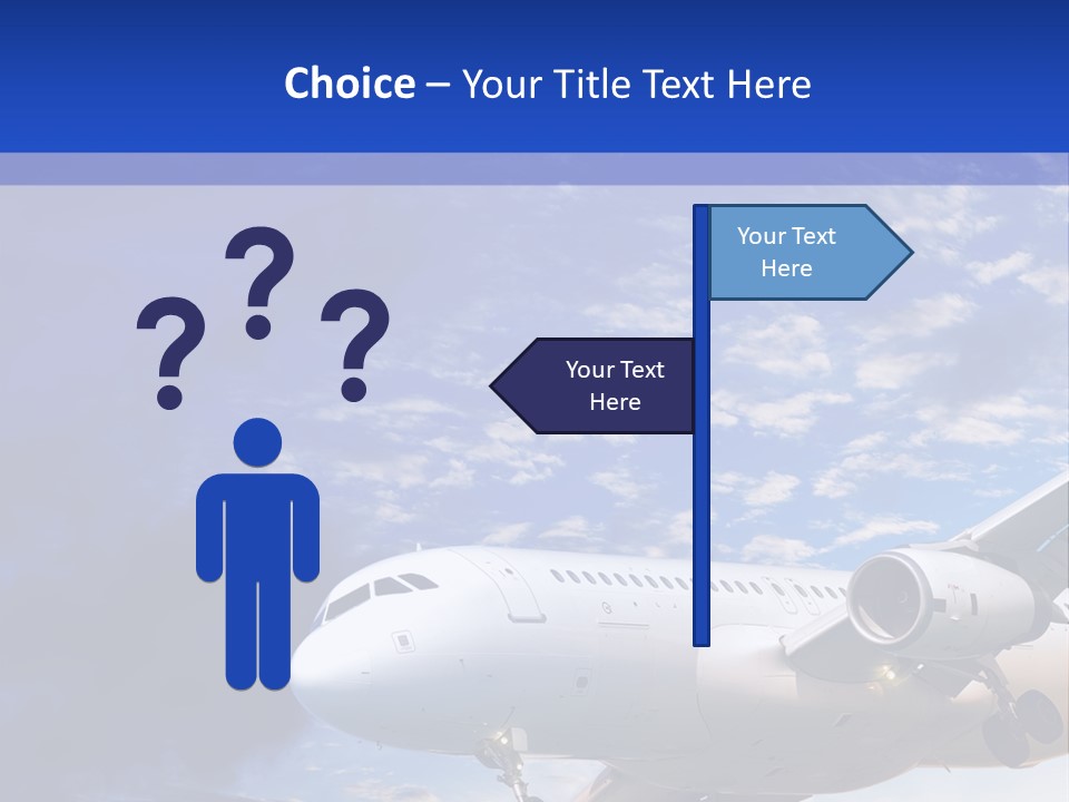 A Plane Flying In The Sky With Clouds In The Background PowerPoint Template
