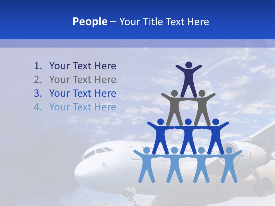 A Plane Flying In The Sky With Clouds In The Background PowerPoint Template