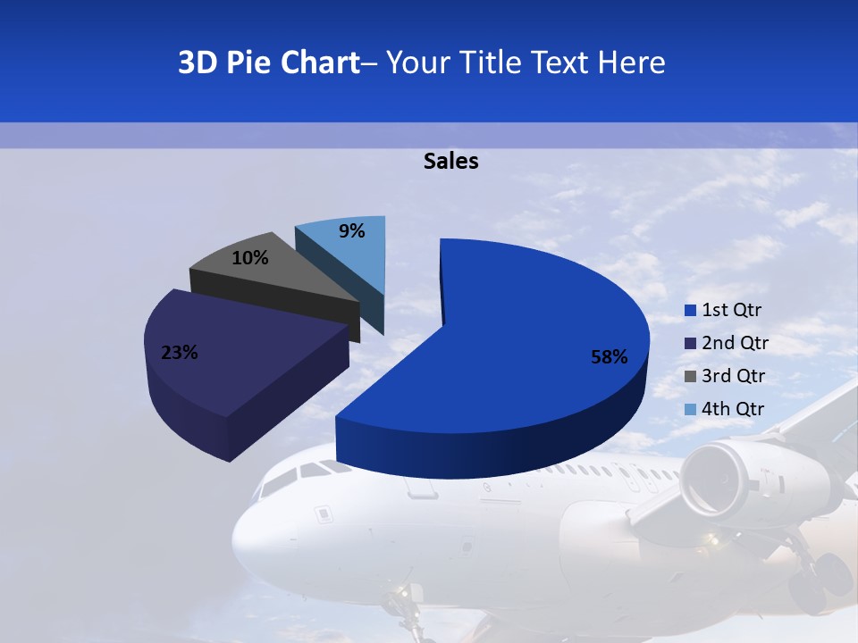 A Plane Flying In The Sky With Clouds In The Background PowerPoint Template