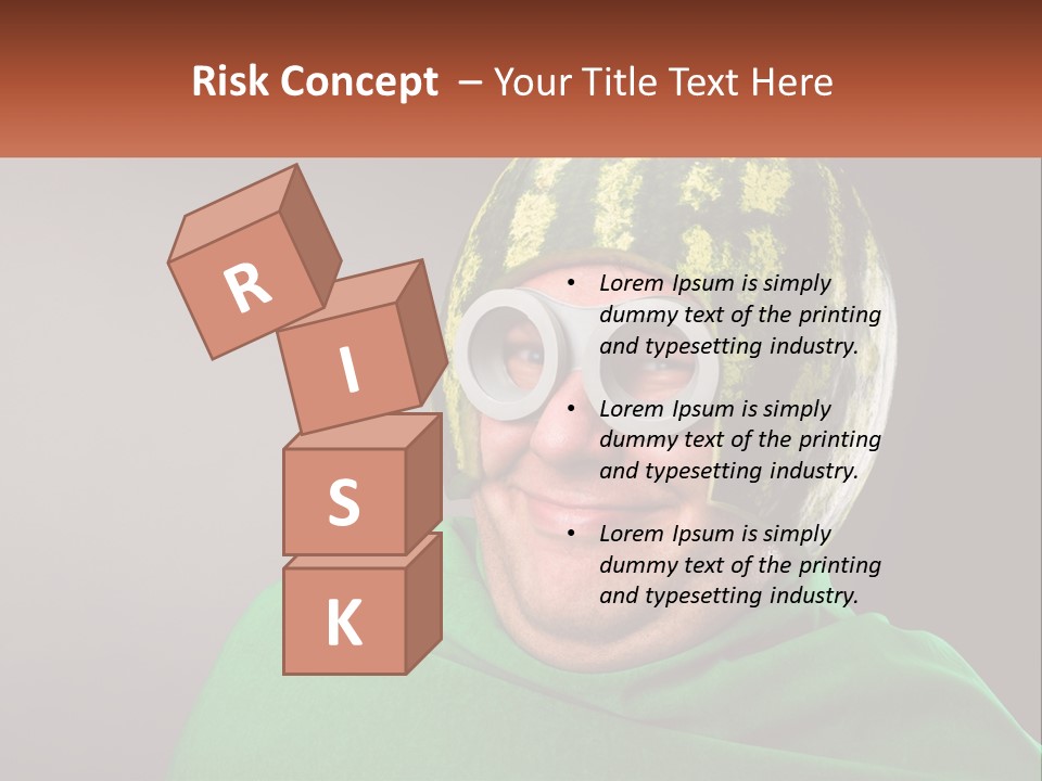 A Man Wearing A Watermelon Helmet And Goggles PowerPoint Template
