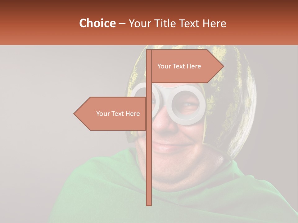 A Man Wearing A Watermelon Helmet And Goggles PowerPoint Template