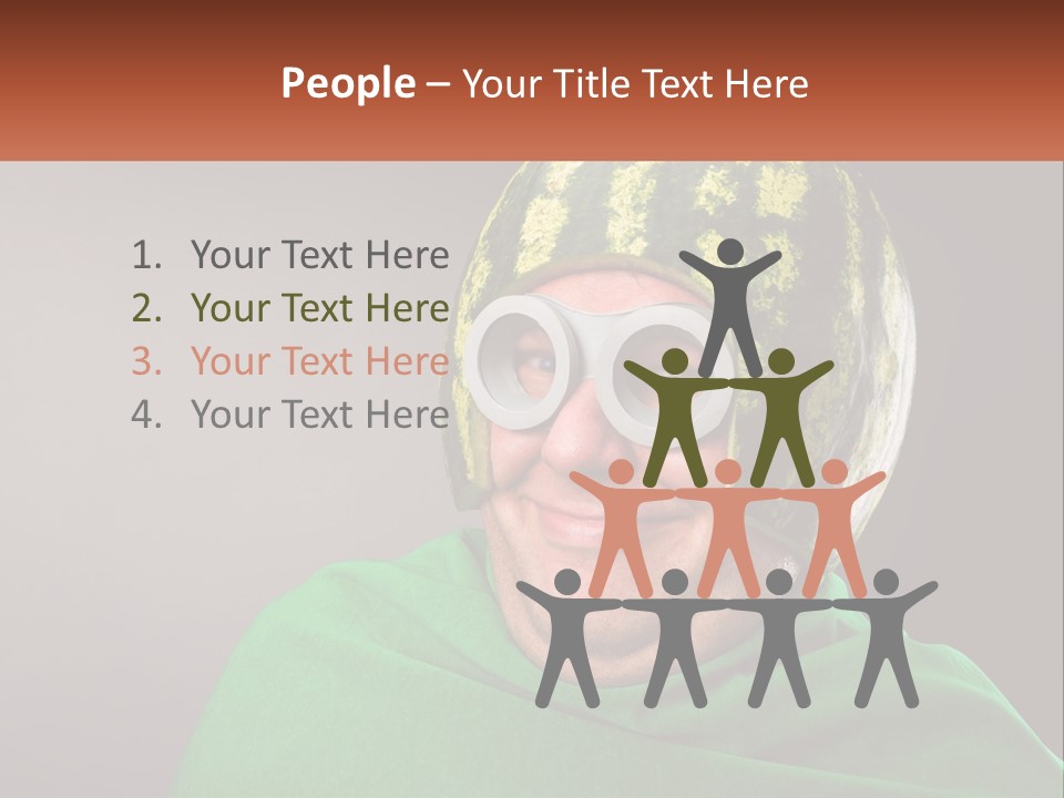 A Man Wearing A Watermelon Helmet And Goggles PowerPoint Template
