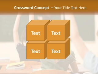 A Group Of Children Raising Their Hands In A Classroom PowerPoint Template