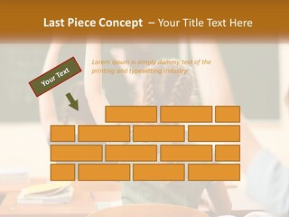 A Group Of Children Raising Their Hands In A Classroom PowerPoint Template