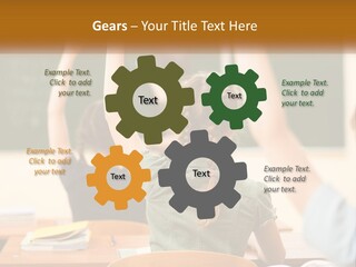 A Group Of Children Raising Their Hands In A Classroom PowerPoint Template