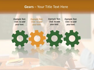 A Group Of Children Raising Their Hands In A Classroom PowerPoint Template