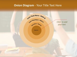 A Group Of Children Raising Their Hands In A Classroom PowerPoint Template