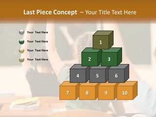 A Group Of Children Raising Their Hands In A Classroom PowerPoint Template