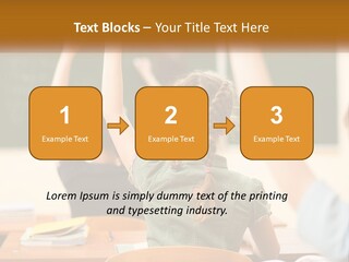 A Group Of Children Raising Their Hands In A Classroom PowerPoint Template