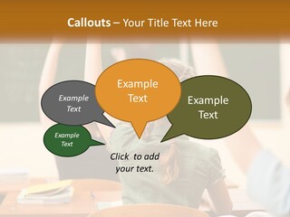 A Group Of Children Raising Their Hands In A Classroom PowerPoint Template