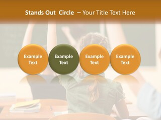 A Group Of Children Raising Their Hands In A Classroom PowerPoint Template