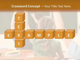 A Group Of Children Raising Their Hands In A Classroom PowerPoint Template