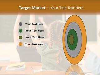 A Group Of Children Raising Their Hands In A Classroom PowerPoint Template