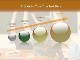 A Group Of Children Raising Their Hands In A Classroom PowerPoint Template