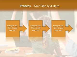 A Group Of Children Raising Their Hands In A Classroom PowerPoint Template