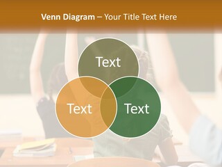 A Group Of Children Raising Their Hands In A Classroom PowerPoint Template