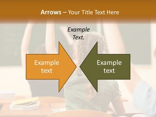 A Group Of Children Raising Their Hands In A Classroom PowerPoint Template