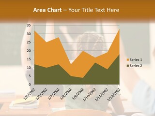 A Group Of Children Raising Their Hands In A Classroom PowerPoint Template