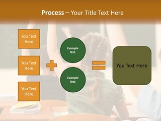 A Group Of Children Raising Their Hands In A Classroom PowerPoint Template
