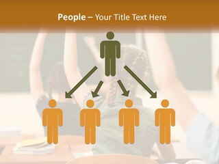 A Group Of Children Raising Their Hands In A Classroom PowerPoint Template