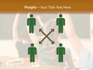 A Group Of Children Raising Their Hands In A Classroom PowerPoint Template