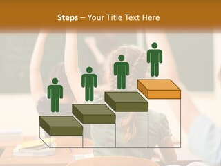 A Group Of Children Raising Their Hands In A Classroom PowerPoint Template