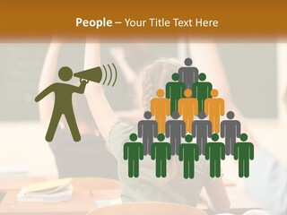 A Group Of Children Raising Their Hands In A Classroom PowerPoint Template