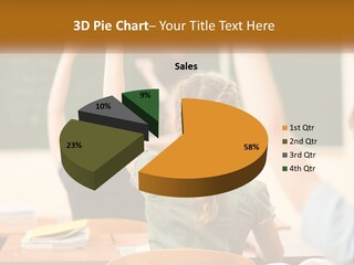 A Group Of Children Raising Their Hands In A Classroom PowerPoint Template