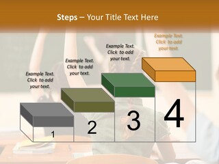A Group Of Children Raising Their Hands In A Classroom PowerPoint Template