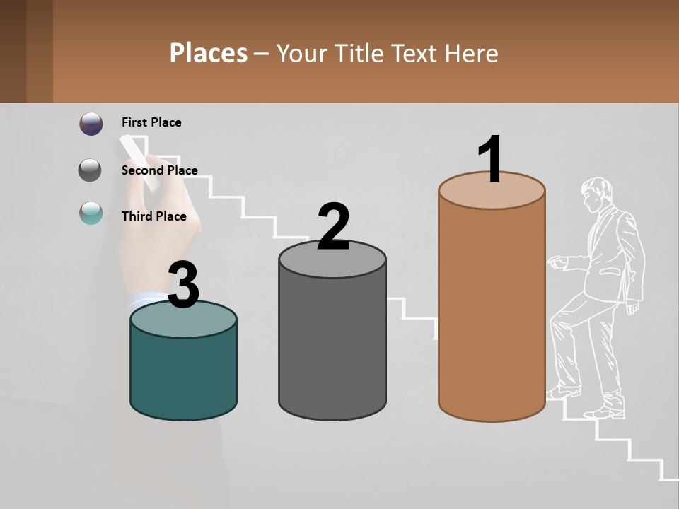 A Person Drawing A Stair With A Marker On A Chalkboard PowerPoint Template