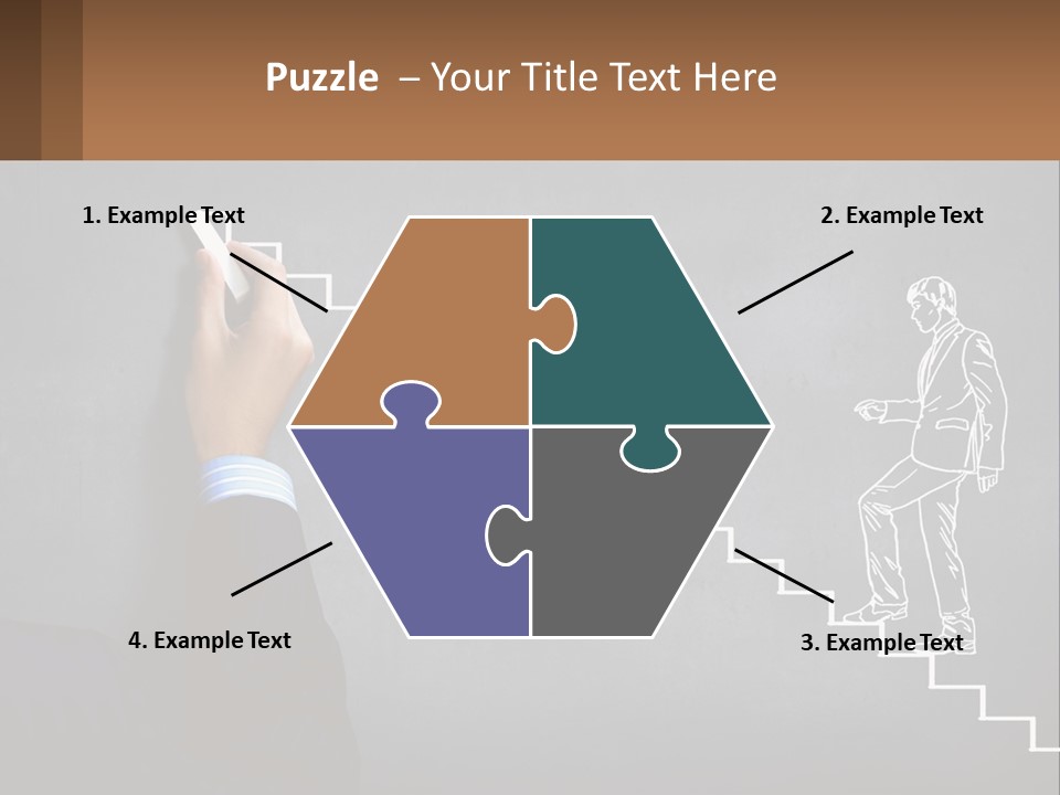 A Person Drawing A Stair With A Marker On A Chalkboard PowerPoint Template