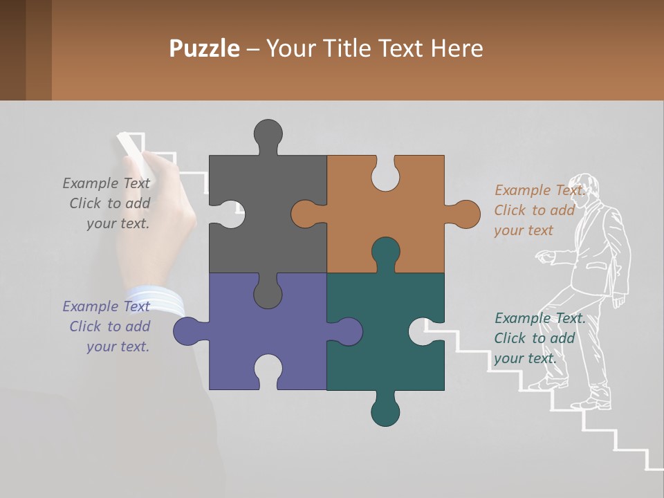 A Person Drawing A Stair With A Marker On A Chalkboard PowerPoint Template