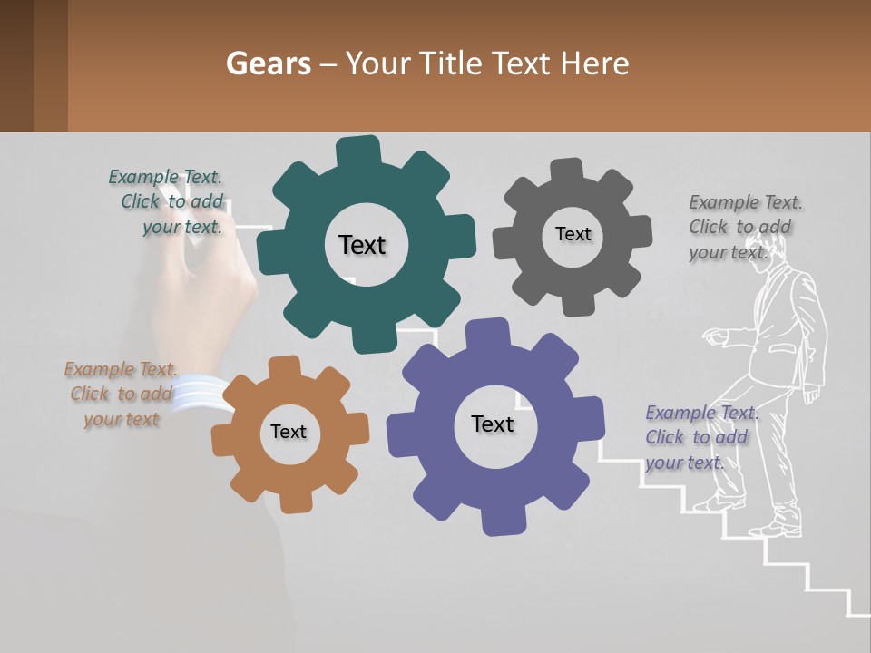A Person Drawing A Stair With A Marker On A Chalkboard PowerPoint Template