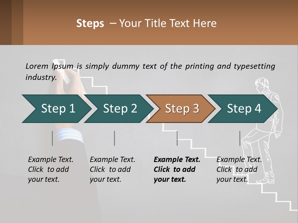 A Person Drawing A Stair With A Marker On A Chalkboard PowerPoint Template