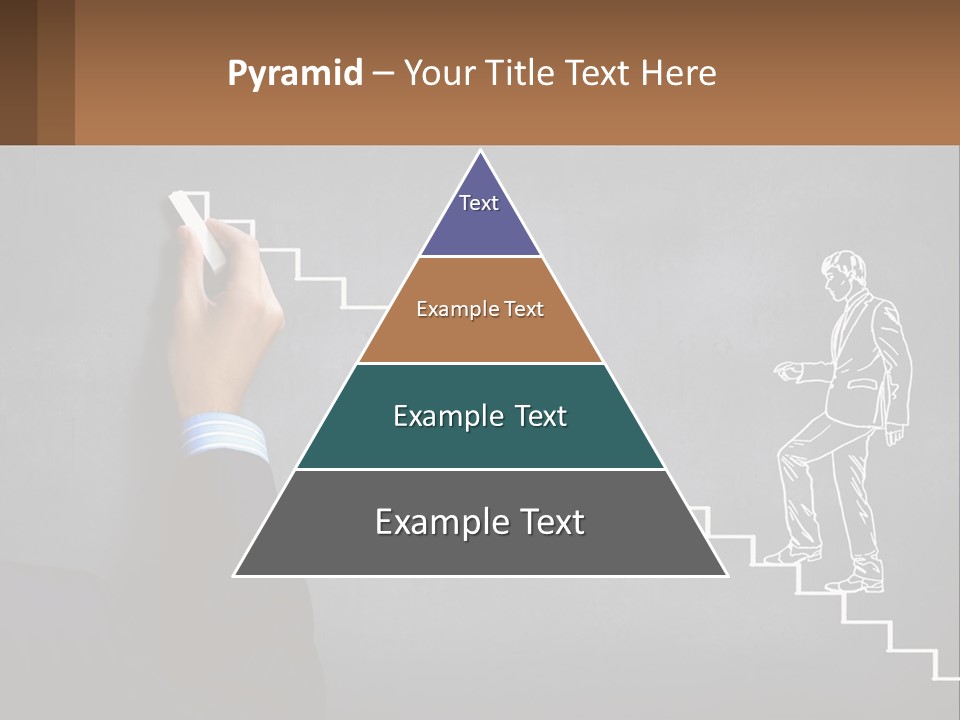 A Person Drawing A Stair With A Marker On A Chalkboard PowerPoint Template