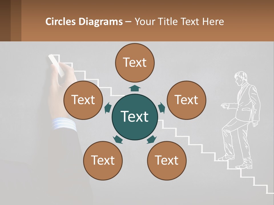 A Person Drawing A Stair With A Marker On A Chalkboard PowerPoint Template