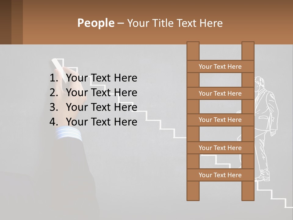 A Person Drawing A Stair With A Marker On A Chalkboard PowerPoint Template