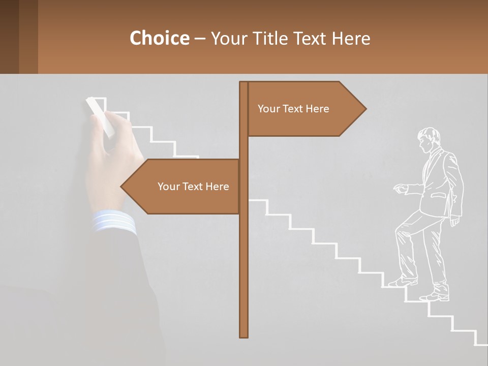 A Person Drawing A Stair With A Marker On A Chalkboard PowerPoint Template