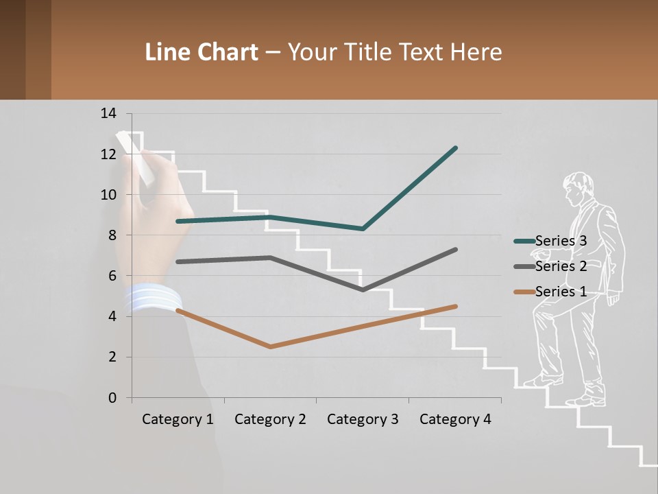 A Person Drawing A Stair With A Marker On A Chalkboard PowerPoint Template