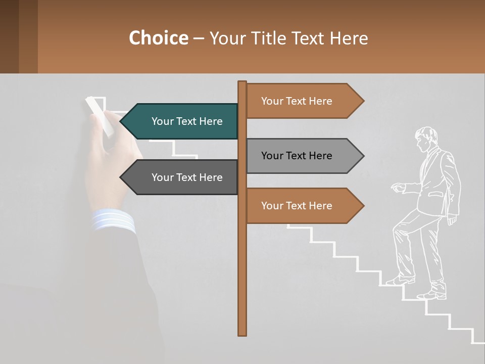 A Person Drawing A Stair With A Marker On A Chalkboard PowerPoint Template